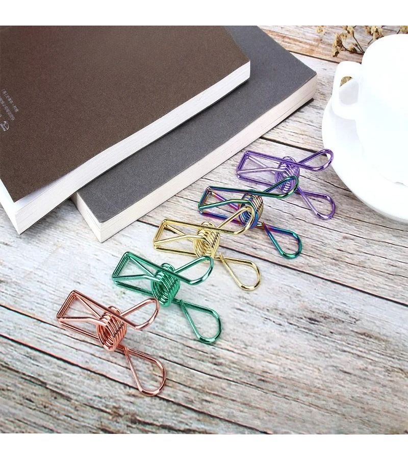 2pcs Color L Metal Loose Leaf Folder Stationery Paper Clip Phoenix Tail Clip Document Clip Sealing Clip Binding Clip - Image 3