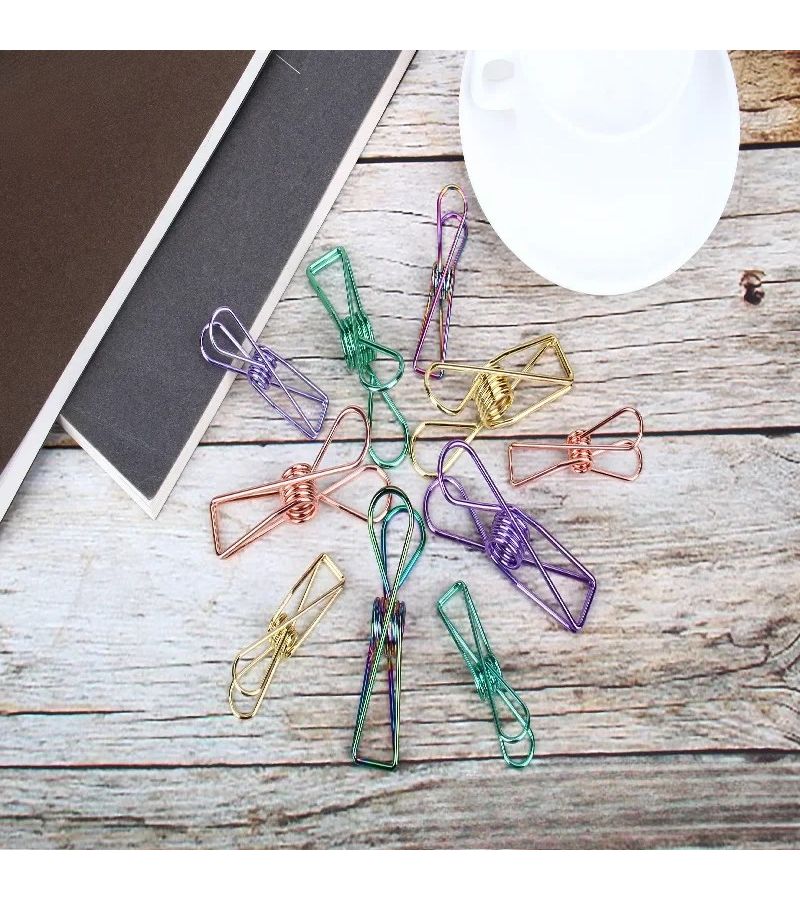 2pcs Color L Metal Loose Leaf Folder Stationery Paper Clip Phoenix Tail Clip Document Clip Sealing Clip Binding Clip - Image 5