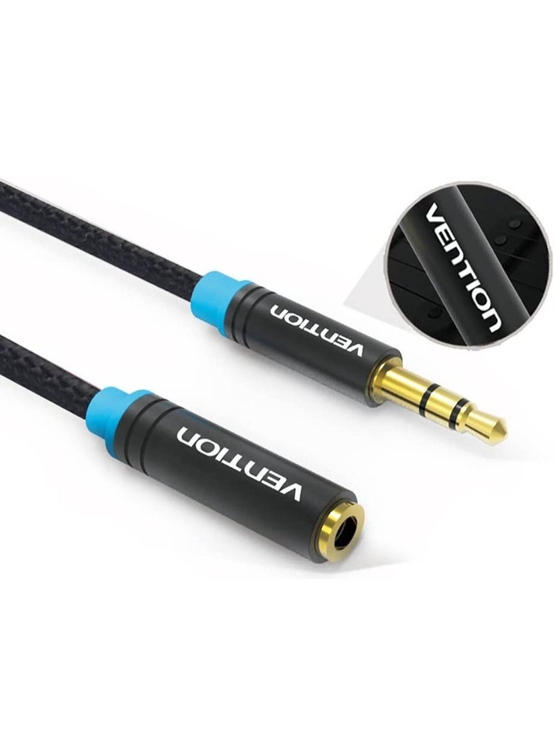 VENTION Cotton Braided 3.5mm Audio Extension Cable Black Metal Type Model - Image 5