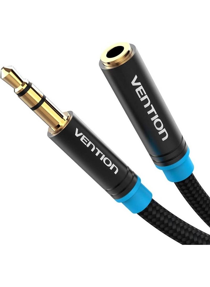 VENTION Cotton Braided 3.5mm Audio Extension Cable Black Metal Type Model - Image 1