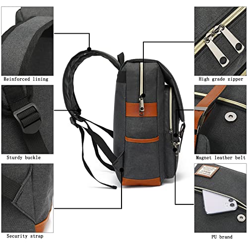 UGRACE Slim Business Laptop Backpack Casual Daypacks College Shoulder Bag for Men Women, Tear Resistant Unique Travelling Backpack Fits up to 15.6 Inch Laptop in ‎Charcoal Black - Image 4