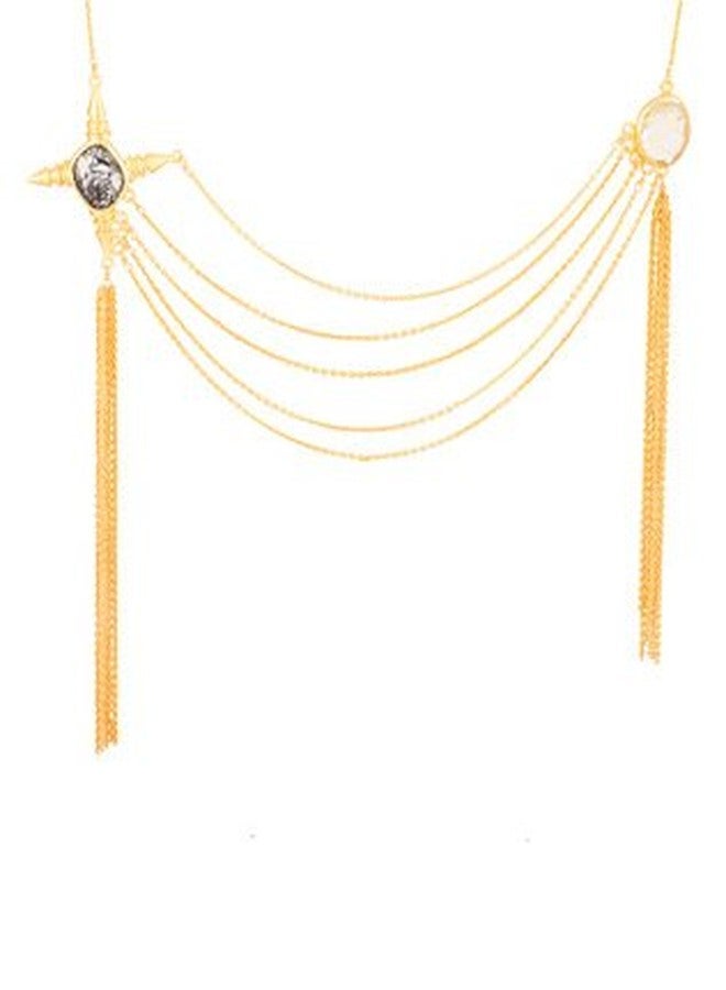 Voylla Long Mala Necklace for Women (Golden) (8907275452003) - Image 1