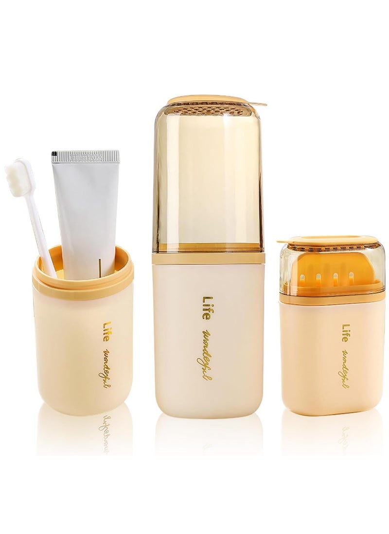SYOSI - Toothbrush Set with Soap Box for Travel, Soap Dish with Lid, Drainable and Portable Toothbrushes Storage Covers Case for Bathroom Gym Travel Camp - Image 1