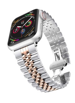Replacement Band Compatible with Apple Watch 44mm / 42mm Stainless Steel Solid Strap Metal Bracelet for Apple Watch Series 7 6 5 4 3 2 SE (Silver