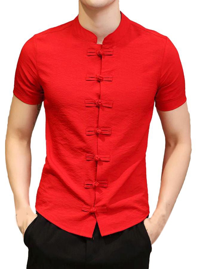 Tang Short Sleeve Kung Fu Shirt Watermelon Red
