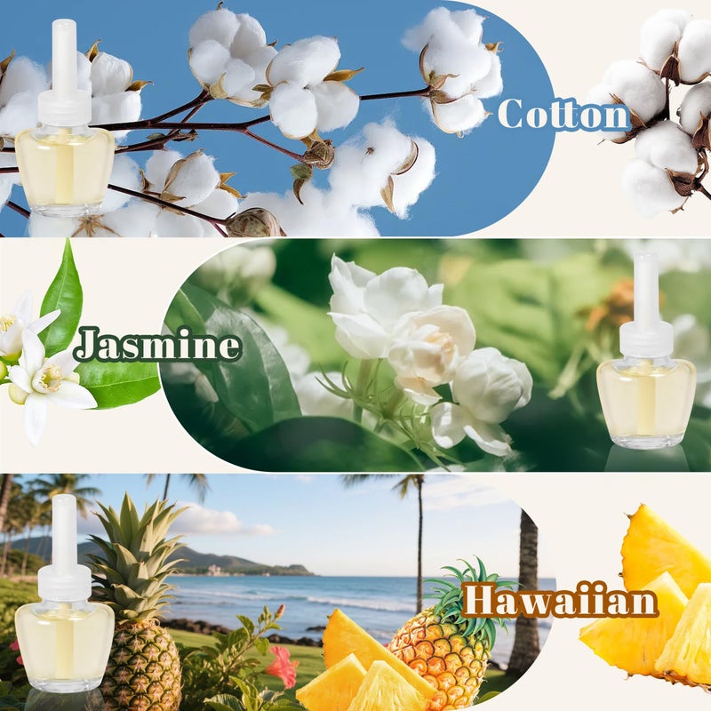 LASENTEUR Plug In Air Freshener Refills for Home, Hawaiian, Jasmine & Cotton Scent Blend, 12 Count, 7.92 Fl Oz, Compatible with Air Wick & Glade, Not Include Glade Plus, Fragrance Refill for Office, Bathroom - Image 3