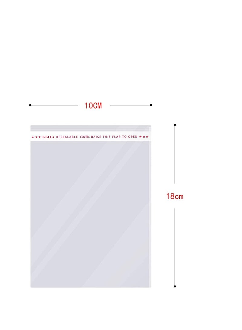 SYOSI أكياس سيلوفان شفافة، 100 قطعة أكياس قابلة لإعادة الإغلاق ذاتية اللصق من الدرجة الغذائية لأكياس الحلوى، الصابون، الكعك، الشوكولاتة، المصاصات، الشراء بكميات كبيرة، الوجبات الخفيفة، الخبز 10 × 18 سم - Image 3