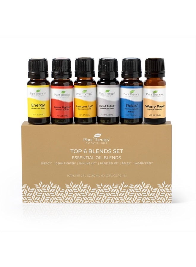 Top 6 Essential Oil Blends Set 100% Pure, Undiluted, Natural Aromatherapy, Therapeutic Grade 10 mL