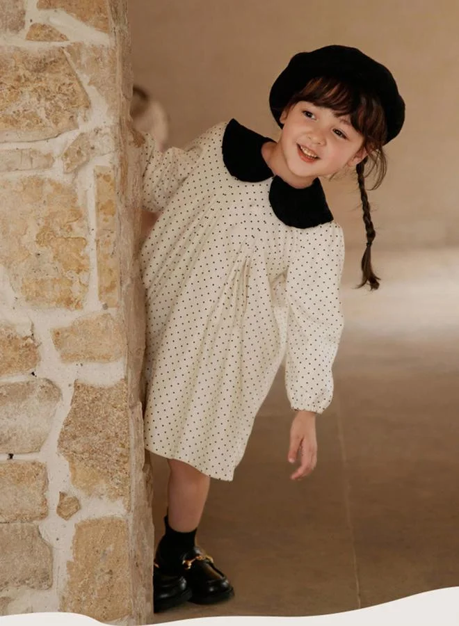 Take Two Girls Polka Dot Print Long Sleeve Dress