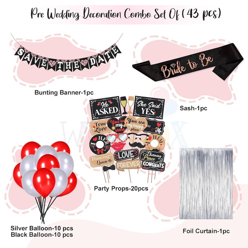 Wobbox Pre Wedding Decoration Items, Pre Wedding Props for Photo Shoot, Pre Wedding Props, Pre Wedding Shoot Props (43 Pcs Combo EQ) - Image 2
