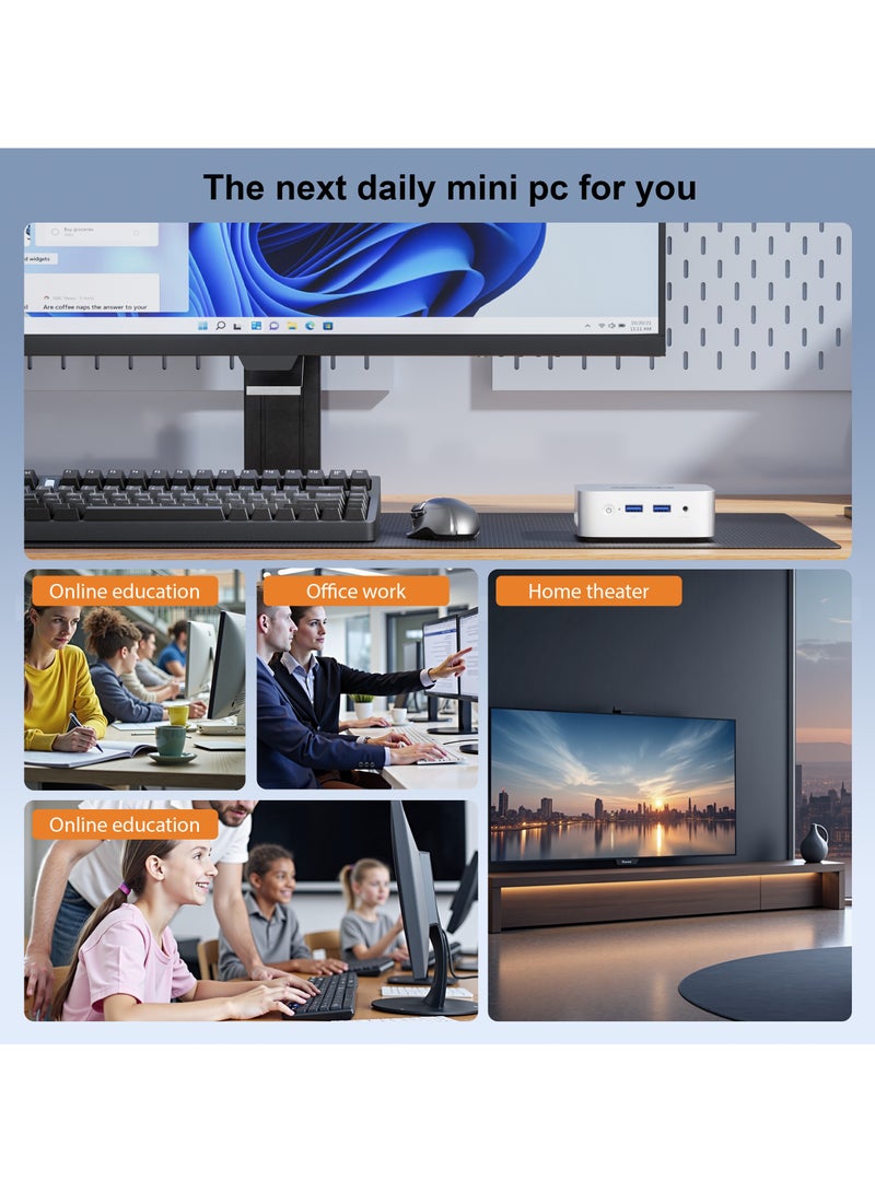 ACEMAGIC Mini PC, Intel N97(up to 3.6GHz) 12th Gen Processor Mini Desktop Computer, 16GB RAM 512GB SSD, 4K HDMI2.0/4K DP1.4/Small PC, 2.4/5G WiFi, Bluetooth, Business/Office/HTPC/Windows11Pro Silver silver - Image 5