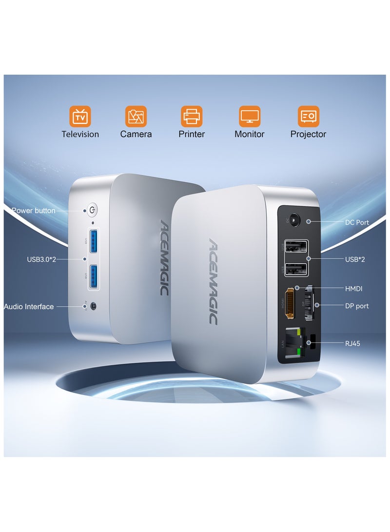 ACEMAGIC Mini PC, Intel N97(up to 3.6GHz) 12th Gen Processor Mini Desktop Computer, 16GB RAM 512GB SSD, 4K HDMI2.0/4K DP1.4/Small PC, 2.4/5G WiFi, Bluetooth, Business/Office/HTPC/Windows11Pro Silver silver - Image 4