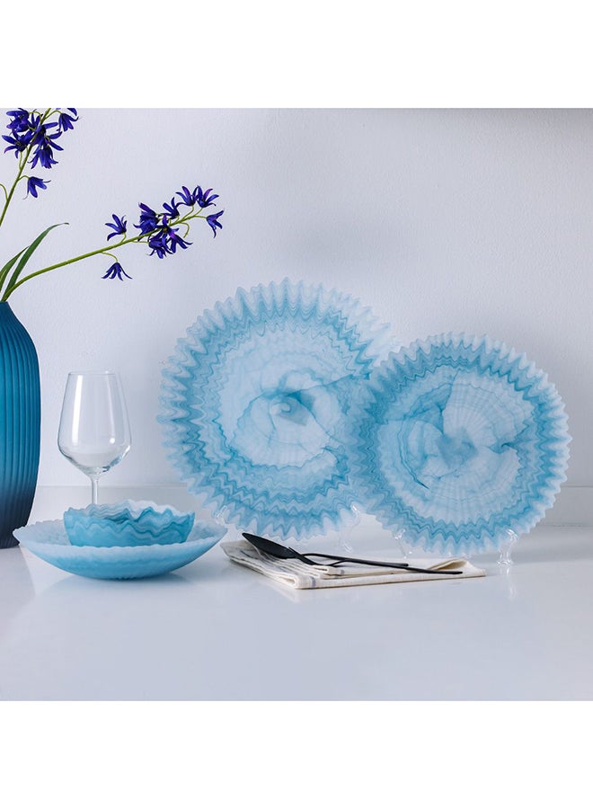 DANUBE HOME طبق زجاجي يوتفول بايت - طبق عشاء زجاجي شفاف متين، تصميم أنيق للاستخدام اليومي، آمن في غسالة الصحون، مثالي لتناول الطعام في المنزل، المطبخ، الحفلات، والهدايا 24.6x24.6x5.2 سم أزرق - Image 5