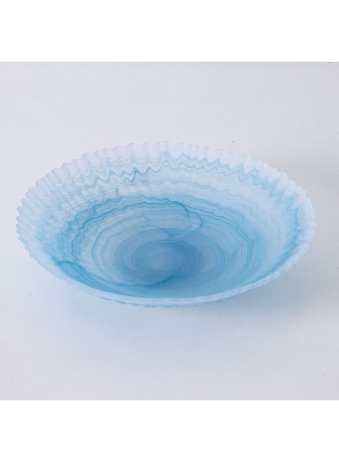 DANUBE HOME طبق زجاجي يوتفول بايت - طبق عشاء زجاجي شفاف متين، تصميم أنيق للاستخدام اليومي، آمن في غسالة الصحون، مثالي لتناول الطعام في المنزل، المطبخ، الحفلات، والهدايا 24.6x24.6x5.2 سم أزرق - Image 1