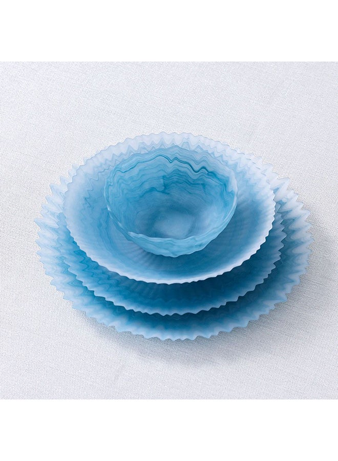 DANUBE HOME طبق زجاجي يوتفول بايت - طبق عشاء زجاجي شفاف متين، تصميم أنيق للاستخدام اليومي، آمن في غسالة الصحون، مثالي لتناول الطعام في المنزل، المطبخ، الحفلات، والهدايا 24.6x24.6x5.2 سم أزرق - Image 4