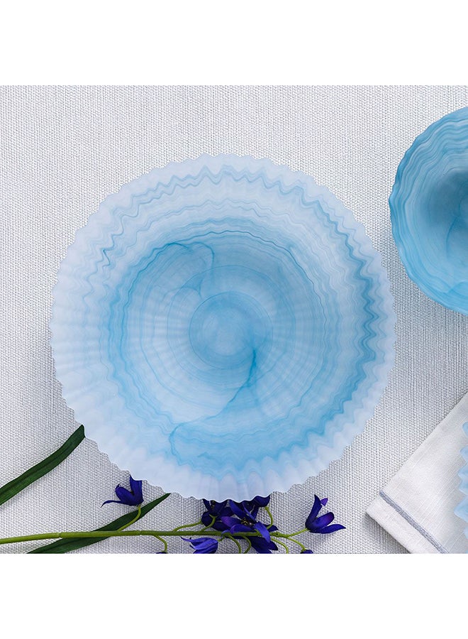 DANUBE HOME طبق زجاجي يوتفول بايت - طبق عشاء زجاجي شفاف متين، تصميم أنيق للاستخدام اليومي، آمن في غسالة الصحون، مثالي لتناول الطعام في المنزل، المطبخ، الحفلات، والهدايا 24.6x24.6x5.2 سم أزرق - Image 3