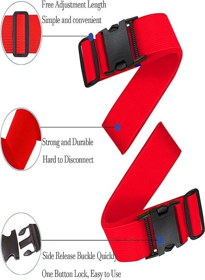 BASRI Luggage Belt Suitcase Strap - Pack of 6 | Heavy Duty Material | Adjustable Travel Belt for Suitcase | Fits to luggages | Protect Your Belongings (Red) - Image 3