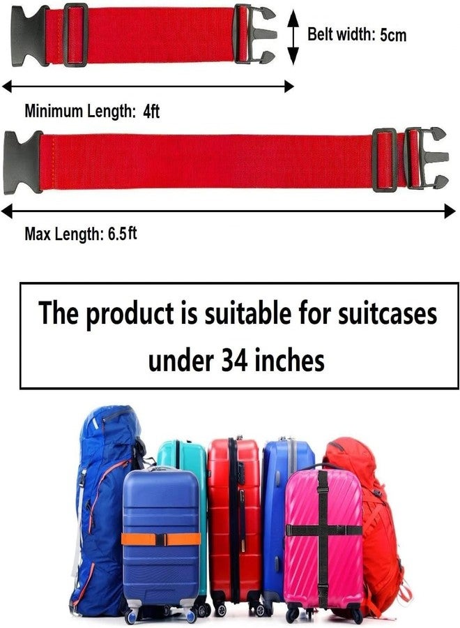 BASRI Luggage Belt Suitcase Strap - Pack of 6 | Heavy Duty Material | Adjustable Travel Belt for Suitcase | Fits to luggages | Protect Your Belongings (Red) - Image 2