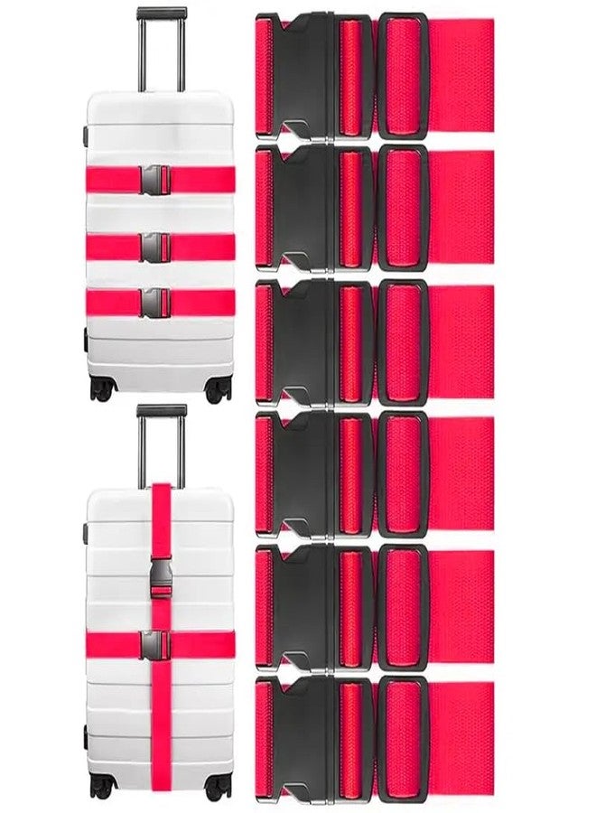 BASRI Luggage Belt Suitcase Strap - Pack of 6 | Heavy Duty Material | Adjustable Travel Belt for Suitcase | Fits to luggages | Protect Your Belongings (Red) - Image 1
