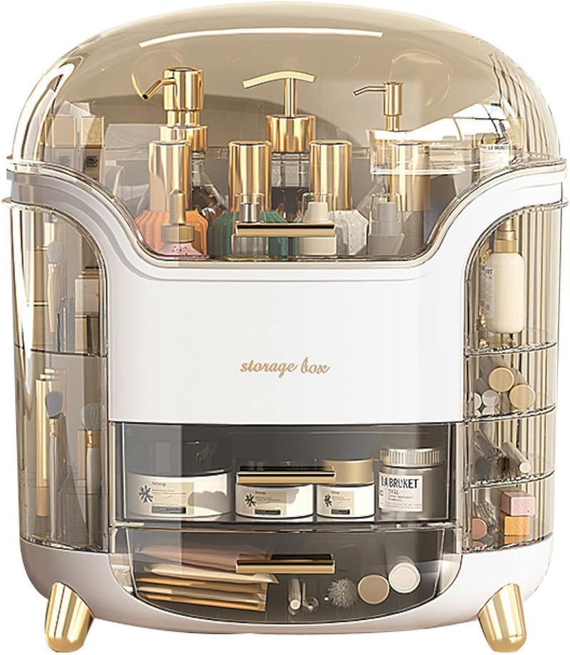 COLESHWAR Cosmetic Storage Box Dustproof Makeup Organizer with Lid and Drawers for Skincare Jewelry Lipstick Vanity Bathroom Plastic Storage Box - Image 1