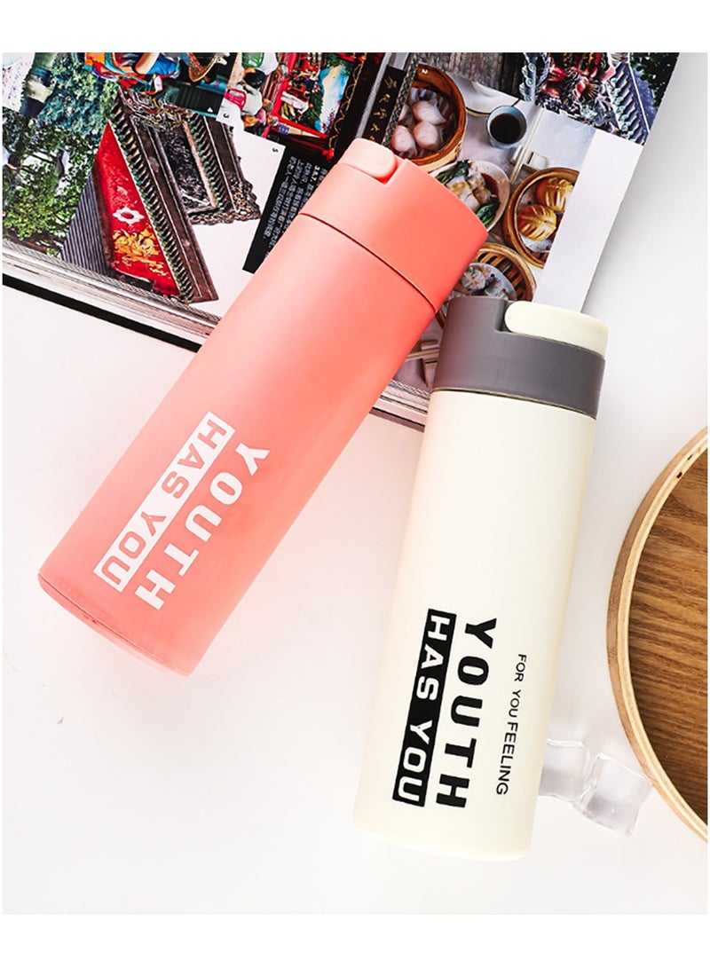 MileMelo Hidden Handle Glass Coffee Cup Water Bottle 450ml Pink - Image 5