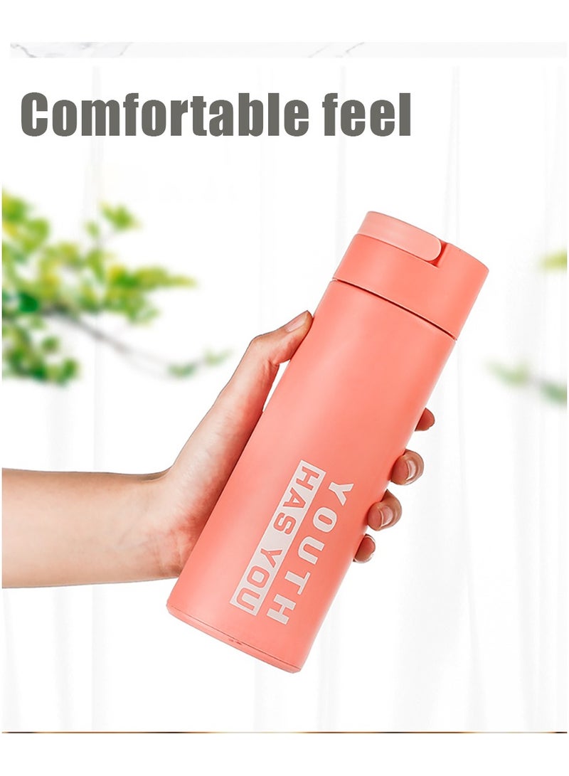 MileMelo Hidden Handle Glass Coffee Cup Water Bottle 450ml Pink - Image 3