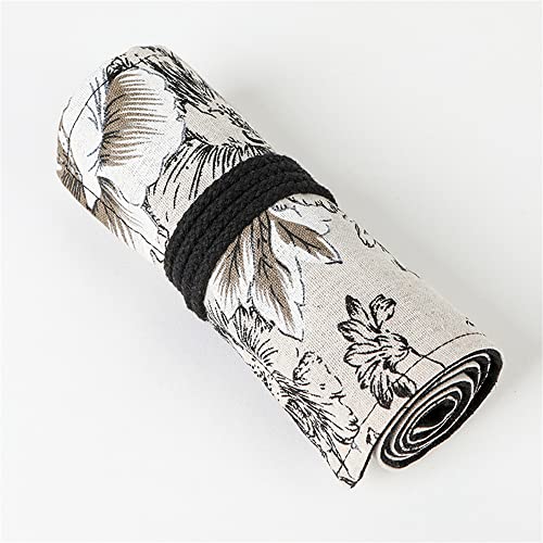 DIYOMR 24/36/72 Slots Pencil Wrap Pencil Rolls, Artist Colored Pencils Roll Up Bag Short Brushes Pouch Case Pencils Organizer for Drawing Coloring and Sketching (Peony Flower, 72slots) - Image 5