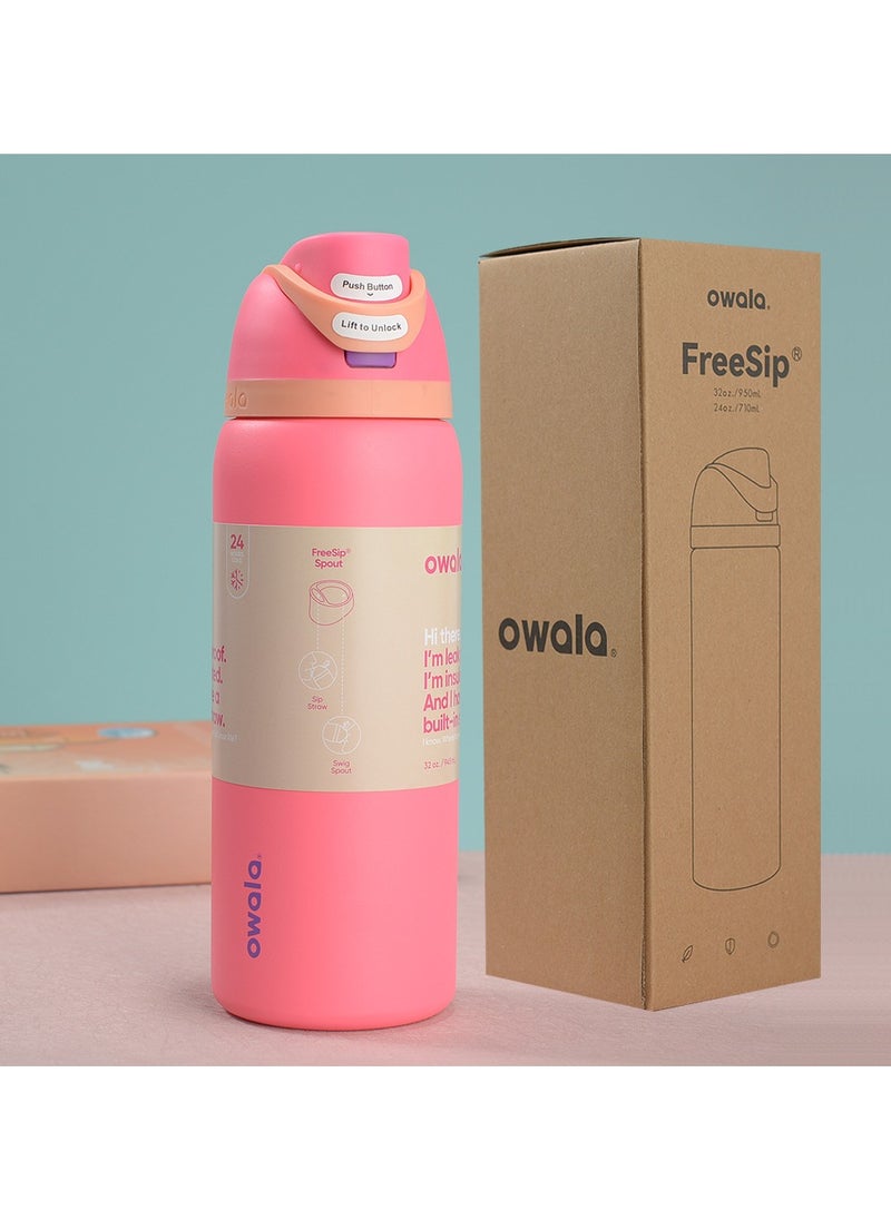 Owala FreeSip Insulated Stainless Steel Water Bottle With Straw For Sports Travel And School BPA Free Sports Water Bottle(32OZ) 