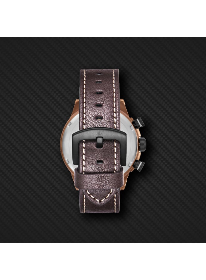 KENNETH SCOTT Men's PU Chronograph Watch K25108-DLDB - 45 mm  - Image 5