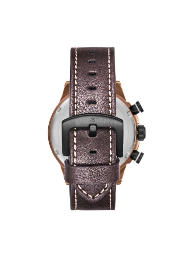 KENNETH SCOTT Men's PU Chronograph Watch K25108-DLDB - 45 mm  - Image 3