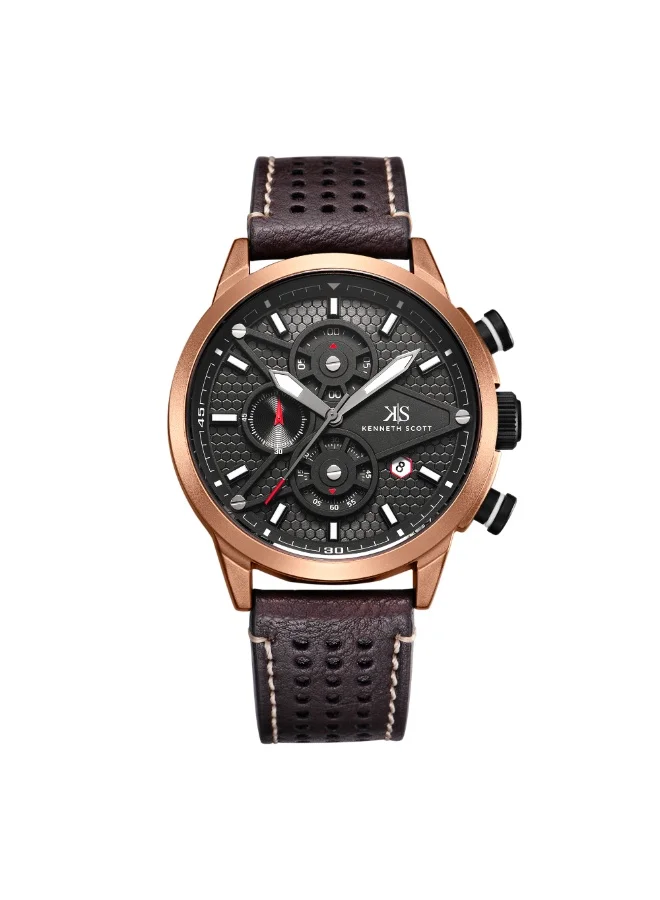 KENNETH SCOTT PU Chronograph Watch K25108-DLDB - 45 mm