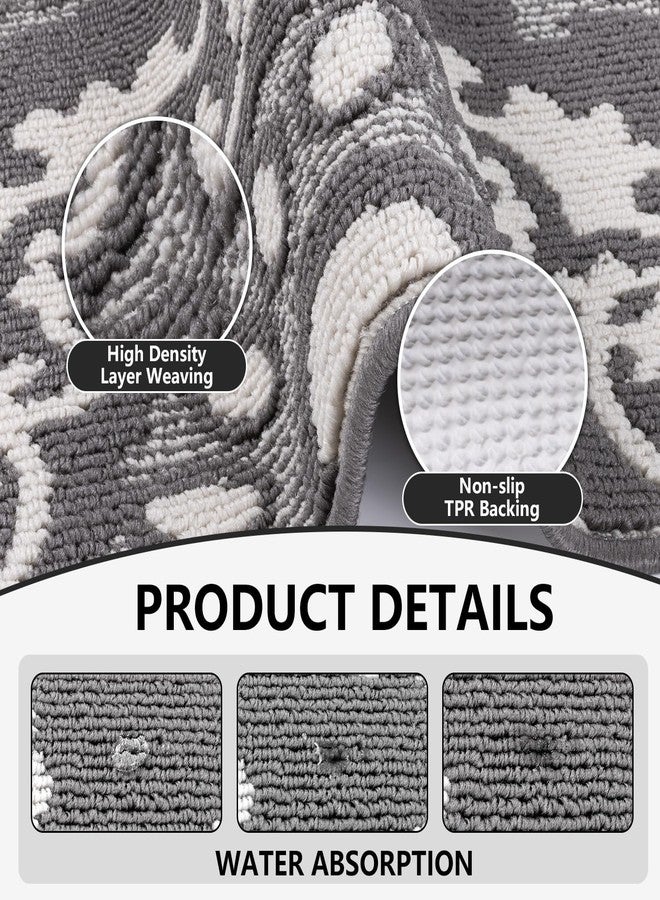 Yamaziot Washable Kitchen Rug Sets of 3, Non Slip Kitchen Mats for Floor, High-Low Textured Kitchen Runner Absorbent Stain Resistant Floor Carpet for Hallway, Laundry, Sink (Grey, 2x3+2x4+2x5ft) - Image 4