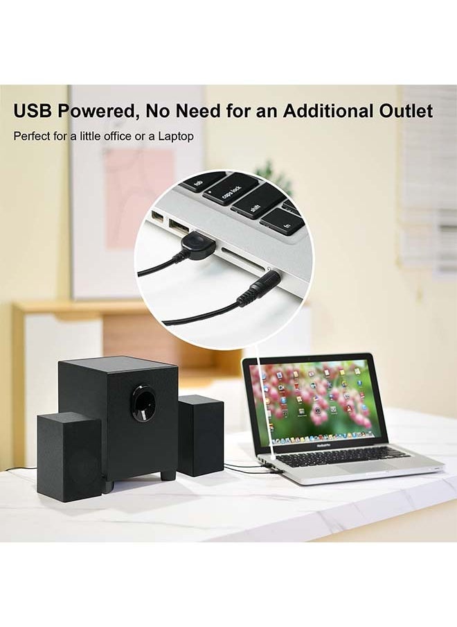 New USB-Powered 2.1 Multimedia Speakers System with Subwoofer,16W Computer Speakers,Strong Bass,3.5mm Audio Inputs,Great for PC/PS4/TV (Wooden)