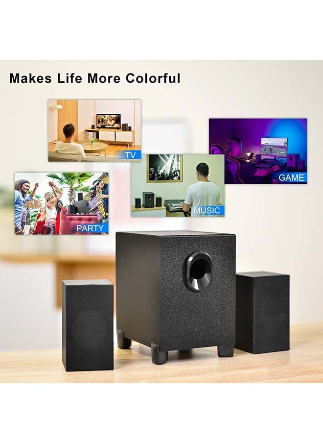 New USB-Powered 2.1 Multimedia Speakers System with Subwoofer,16W Computer Speakers,Strong Bass,3.5mm Audio Inputs,Great for PC/PS4/TV (Wooden)