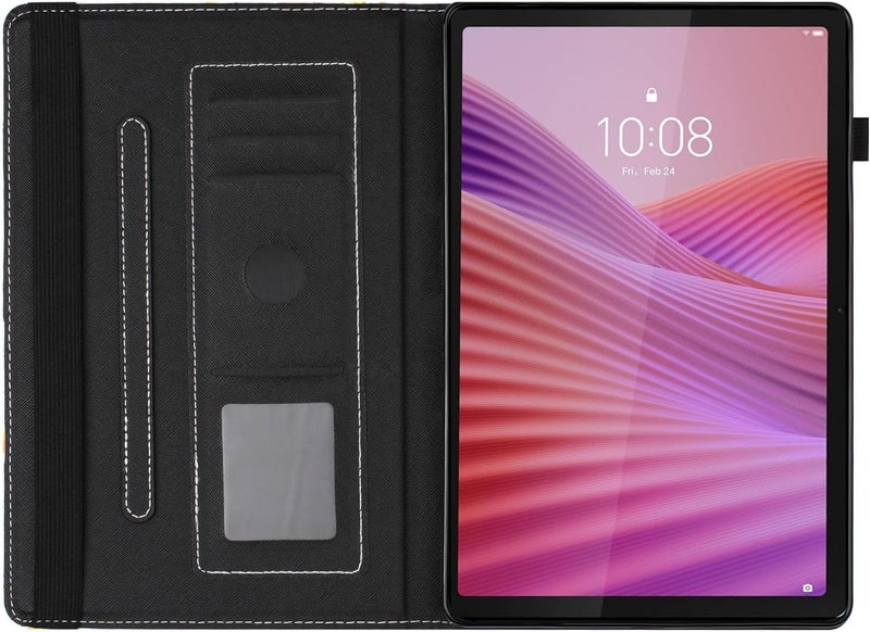 LSPCASA غلاف لـ Lenovo Tab مقاس 10.1 بوصة 2025 بوصة TB-311FU TB-311XU حافظة قابلة للطي من جلد PU واقية لجهاز لوحي مع وظيفة حامل وحامل قلم - غلاف جهاز لوحي لـ Lenovo Tab مقاس 10.1 بوصة - فراشة وقط - Image 3