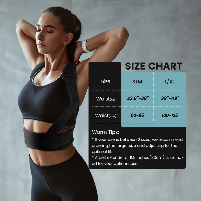 VANRORA Posture Corrector for Women and Men, Back Brace Fully Adjustable & Comfy, Support Straightener for Spine, Back, Neck, Clavicle and Shoulder, Improves Posture and Pain Relief S/M - Image 2