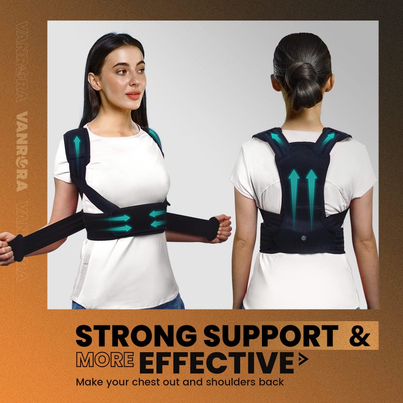 VANRORA Posture Corrector for Women and Men, Back Brace Fully Adjustable & Comfy, Support Straightener for Spine, Back, Neck, Clavicle and Shoulder, Improves Posture and Pain Relief S/M - Image 5
