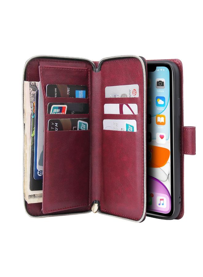 erorex Case For iPhone 11 Pro Zipper Wallet Bag Horizontal Flip PU Leather Case with Holder & 9 Card Slots & Wallet & Lanyard & Photo Frame  - Image 5