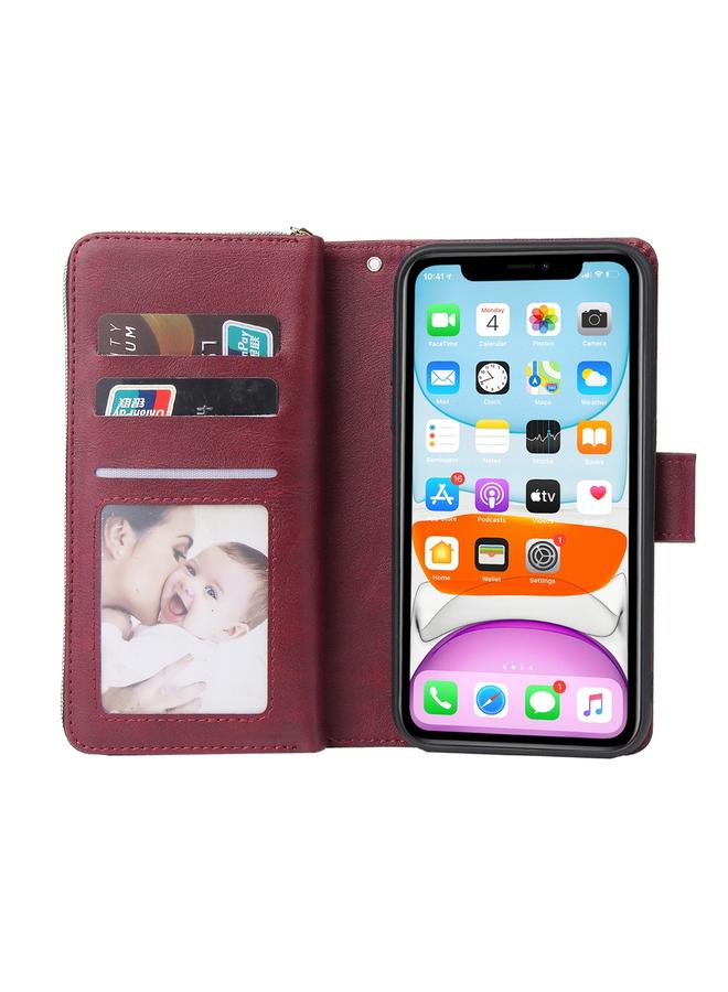 erorex Case For iPhone 11 Pro Zipper Wallet Bag Horizontal Flip PU Leather Case with Holder & 9 Card Slots & Wallet & Lanyard & Photo Frame  - Image 4