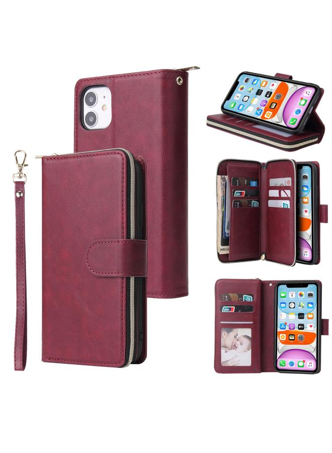 erorex Case For iPhone 11 Pro Zipper Wallet Bag Horizontal Flip PU Leather Case with Holder & 9 Card Slots & Wallet & Lanyard & Photo Frame  - Image 1