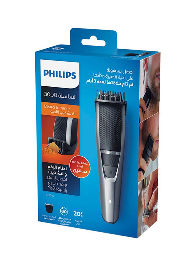 Philips Beard Trimmer Series 3000 With Hair Lift And Trim Comb BT3216/14 Silver/Black - Image 3