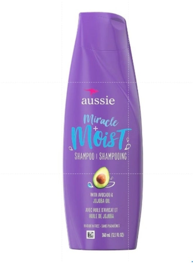 Aussie For Dry Hair Paraben Free Miracle Moist Shampoo W/Avocado & Jojoba, 12.1 Fluid Ounce