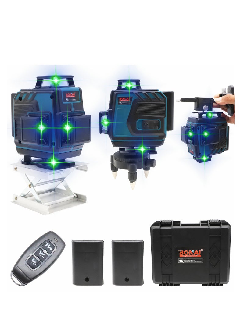 Bonai Multifunctional 4D 16 Lines Laser Level 3° Self-leveling Machine USB Rechargeable Lithium Battery Leveling Tool with Vertical Horizontal Tilt Lines