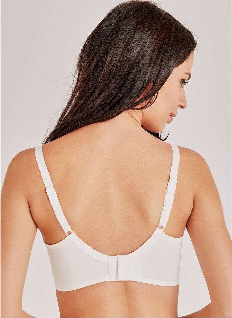Magic Form - 1718 Lace Non-wired Gathering Bra - Ecru - Image 1