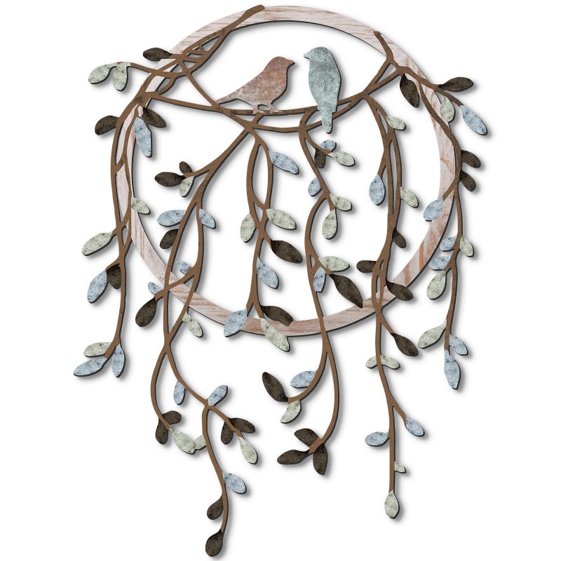 فيرايكل لوحة جدارية معدنية من فيرايكل، طائر على غصن شجرة، ديكور فني على شكل طائر، مناسب لغرفة المعيشة، الحديقة، غرفة النوم، المكتب، ديكور جدار المنزل، ديكور حفلات الانتقال إلى منزل جديد (لون داكن) - Image 1