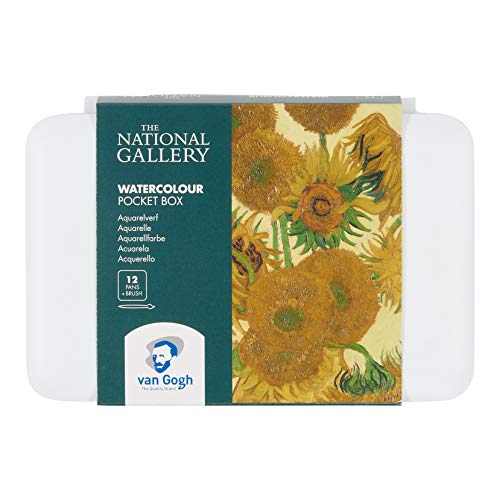 Van Gogh The National Gallery Van Gogh Watercolor Paint Set, Plastic Pocketbox, 12-Half Pan General Selection, Sunflowers - Image 1
