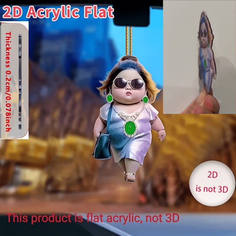 1pc 2D Flat Domineering Female Rich Acrylic Pendant Decoration For Car Rearview Mirror Home Festival Party Backpack Key Ideal Gift - Image 3