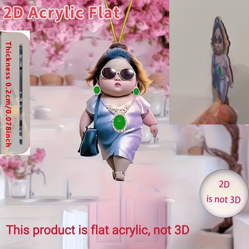 1pc 2D Flat Domineering Female Rich Acrylic Pendant Decoration For Car Rearview Mirror Home Festival Party Backpack Key Ideal Gift - Image 4
