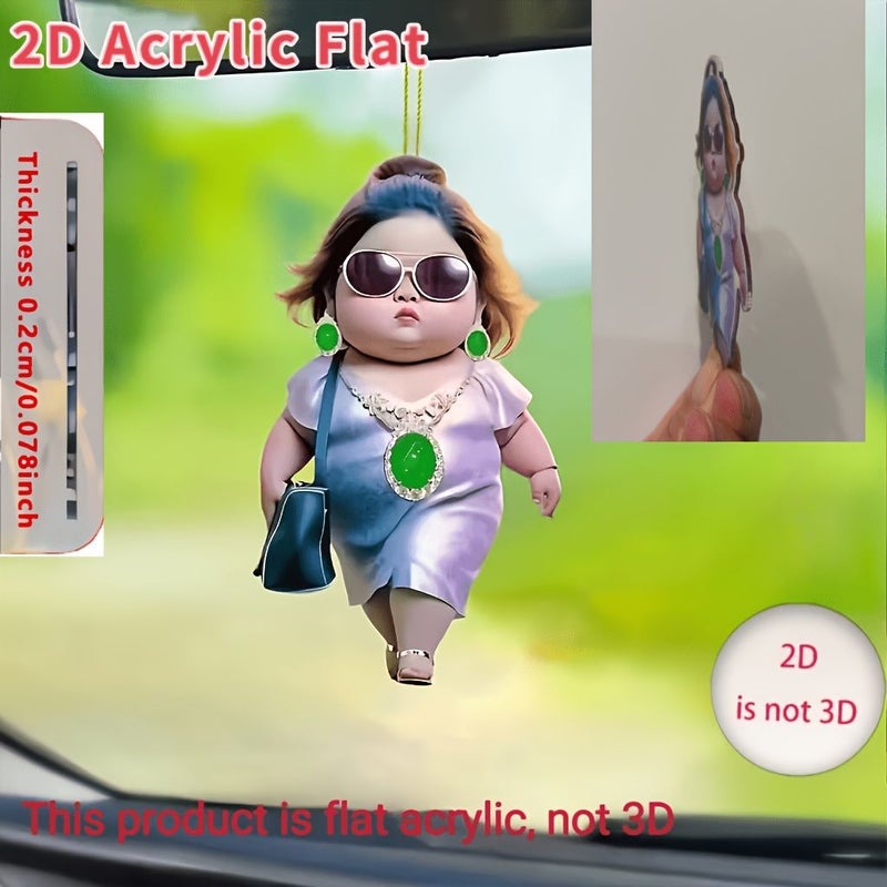 1pc 2D Flat Domineering Female Rich Acrylic Pendant Decoration For Car Rearview Mirror Home Festival Party Backpack Key Ideal Gift - Image 5