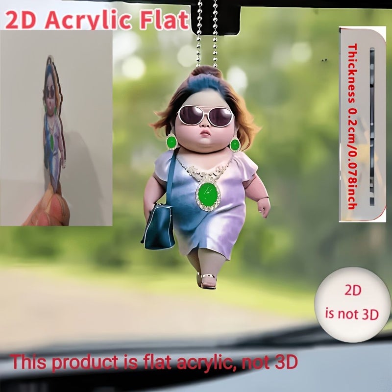 1pc 2D Flat Domineering Female Rich Acrylic Pendant Decoration For Car Rearview Mirror Home Festival Party Backpack Key Ideal Gift - Image 1